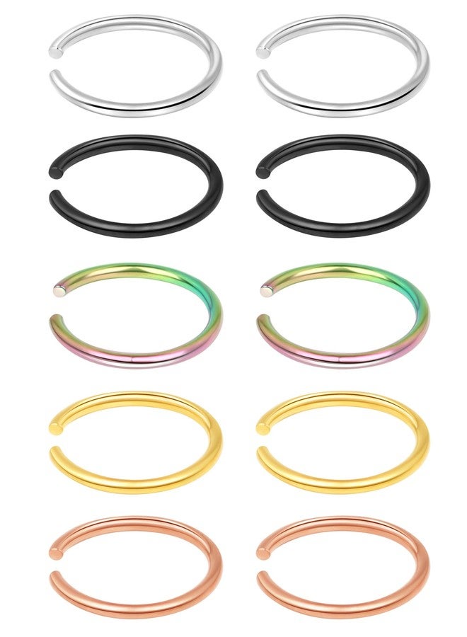 VELCARE 5 Pairs Nose Rings Hoops Nose Piercings Hoop Nose Ring Faux Fake Nose Ring 16G Nose Piercing Jewelry Lip Nose Rings for Women Men Nose Hoops Tragus Helix Cartilage Hoop Earring 16 Gauge Nose Hoop Ring Fake Piercings Nose Piercing Ring Stainless Steel - Image 1
